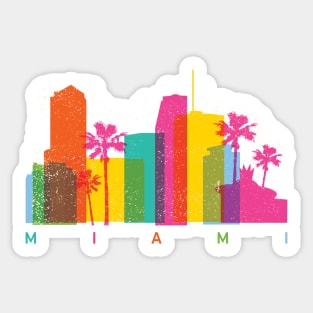 Colorful Miami Theme Park Skyline Sticker